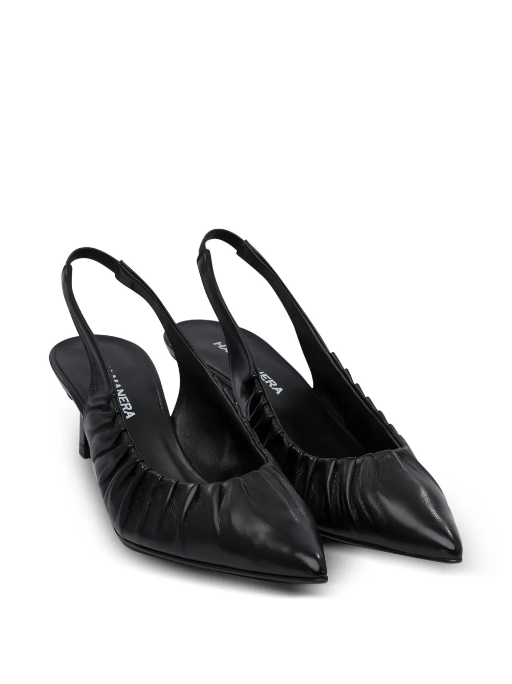 Halmanera Geplooide leren slingback pumps Zwart