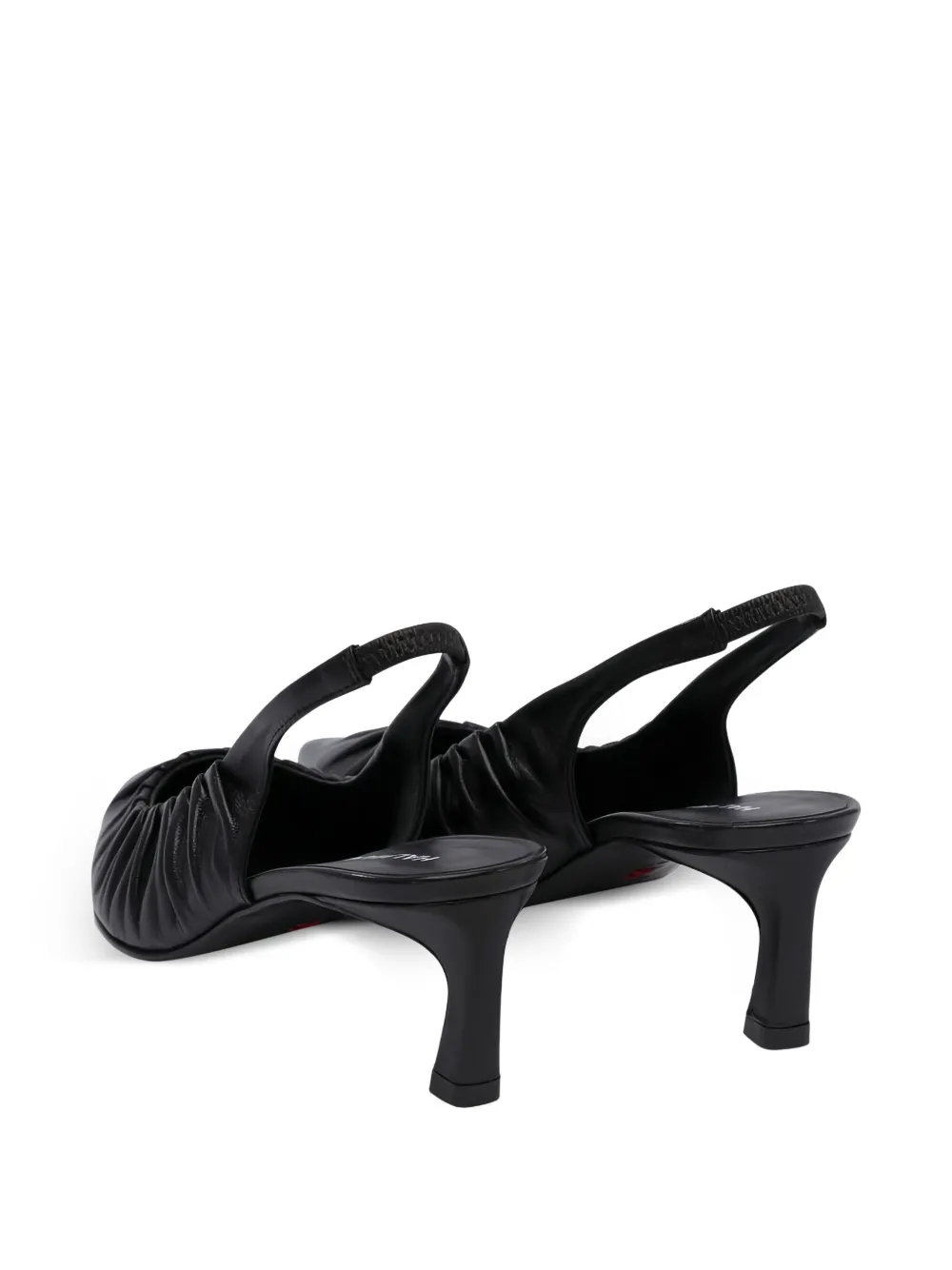 Halmanera Geplooide leren slingback pumps Zwart