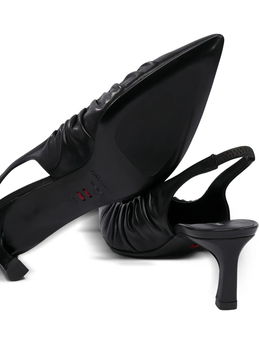 Halmanera Geplooide leren slingback pumps Zwart