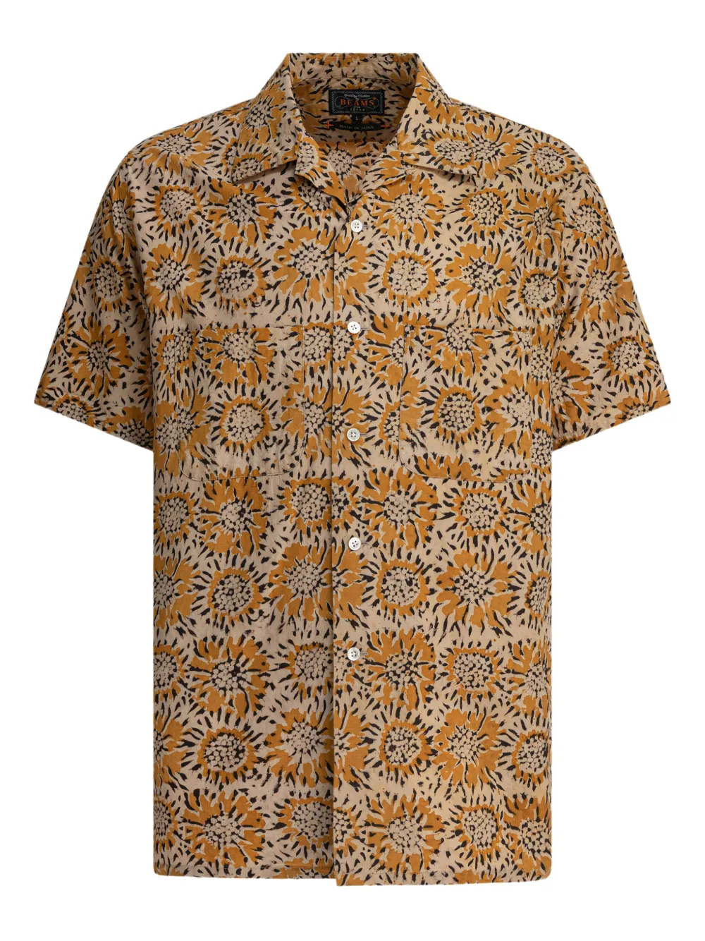 BEAMS PLUS Overhemd met bloemenprint Beige