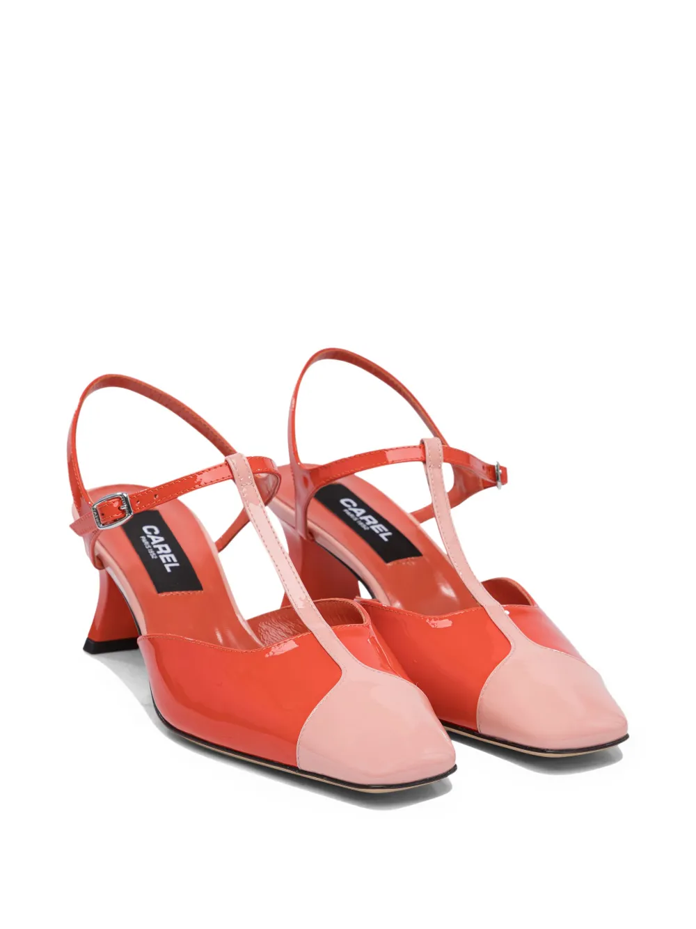 Carel Paris 40 mm Isadora leren pumps met T-bandje Oranje