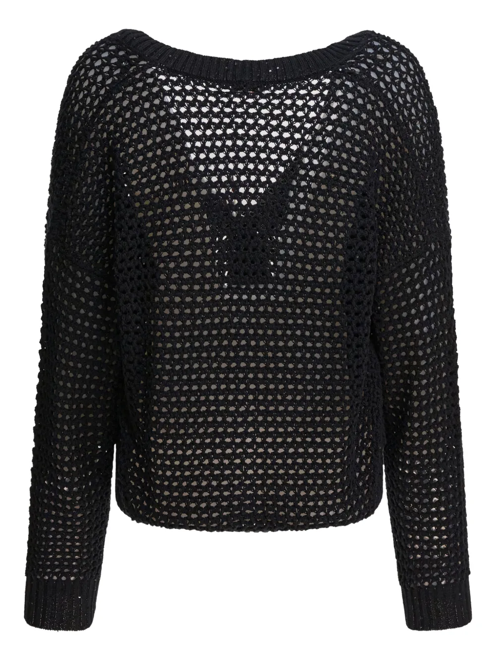 Brunello Cucinelli sequin-embellished open-knit cardigan Zwart
