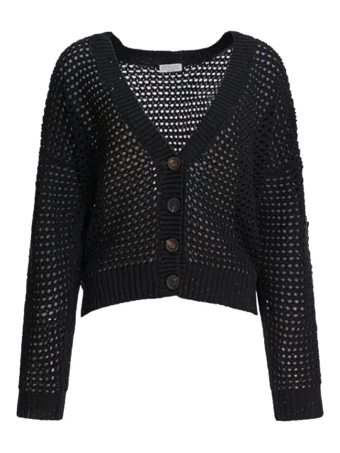 Brunello Cucinelli sequin-embellished open-knit cardigan