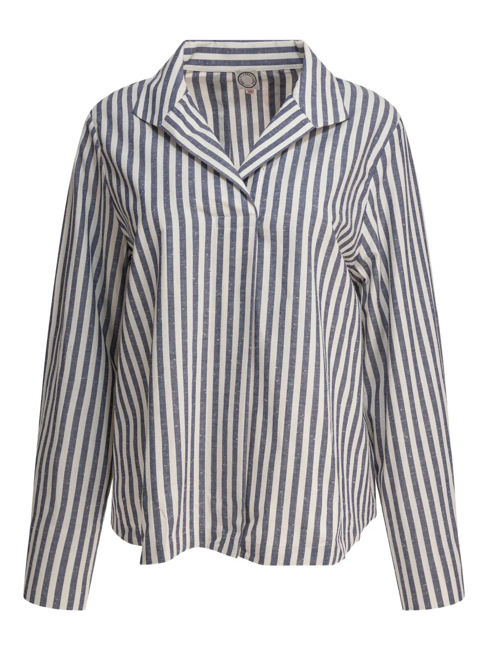 Ines De La Fressange Vertical Stripe Cotton Shirt In Blue