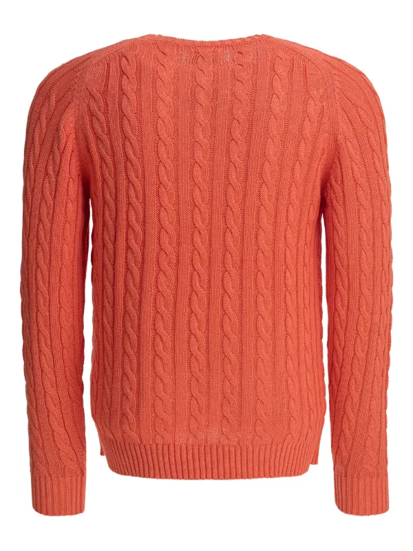 BEAMS PLUS cable-knit crew-neck Sweater Orange FARFETCH PH