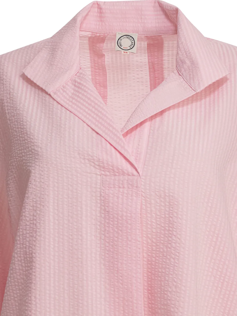 Ines De La Fressange Textured Light Pink Cotton Shirt In Pink
