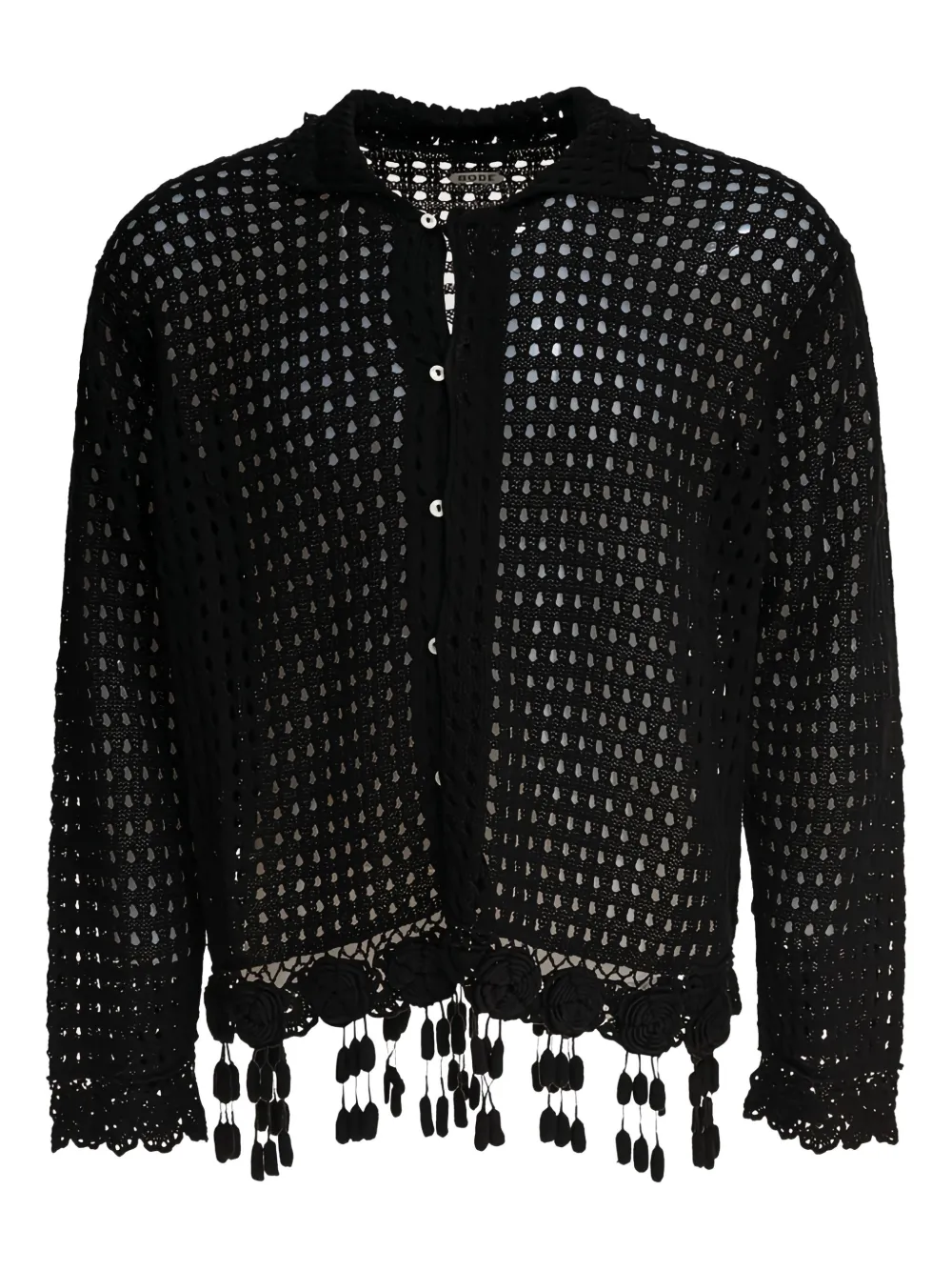 BODE crochet-trimmed buttoned shirt | Black | Image 1