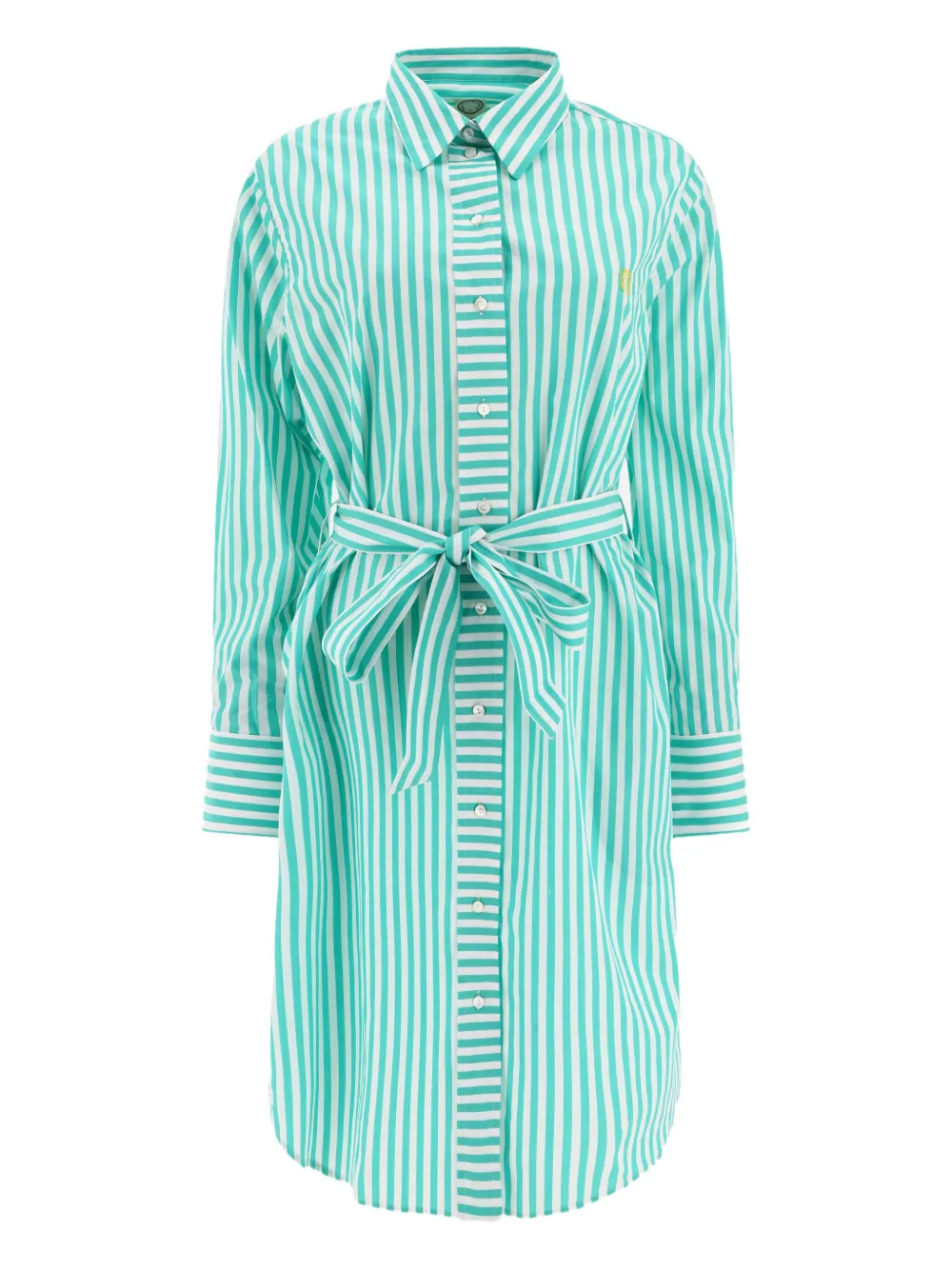 Ines De La Fressange Striped-pattern Belted Midi Shirt Dress In Blue