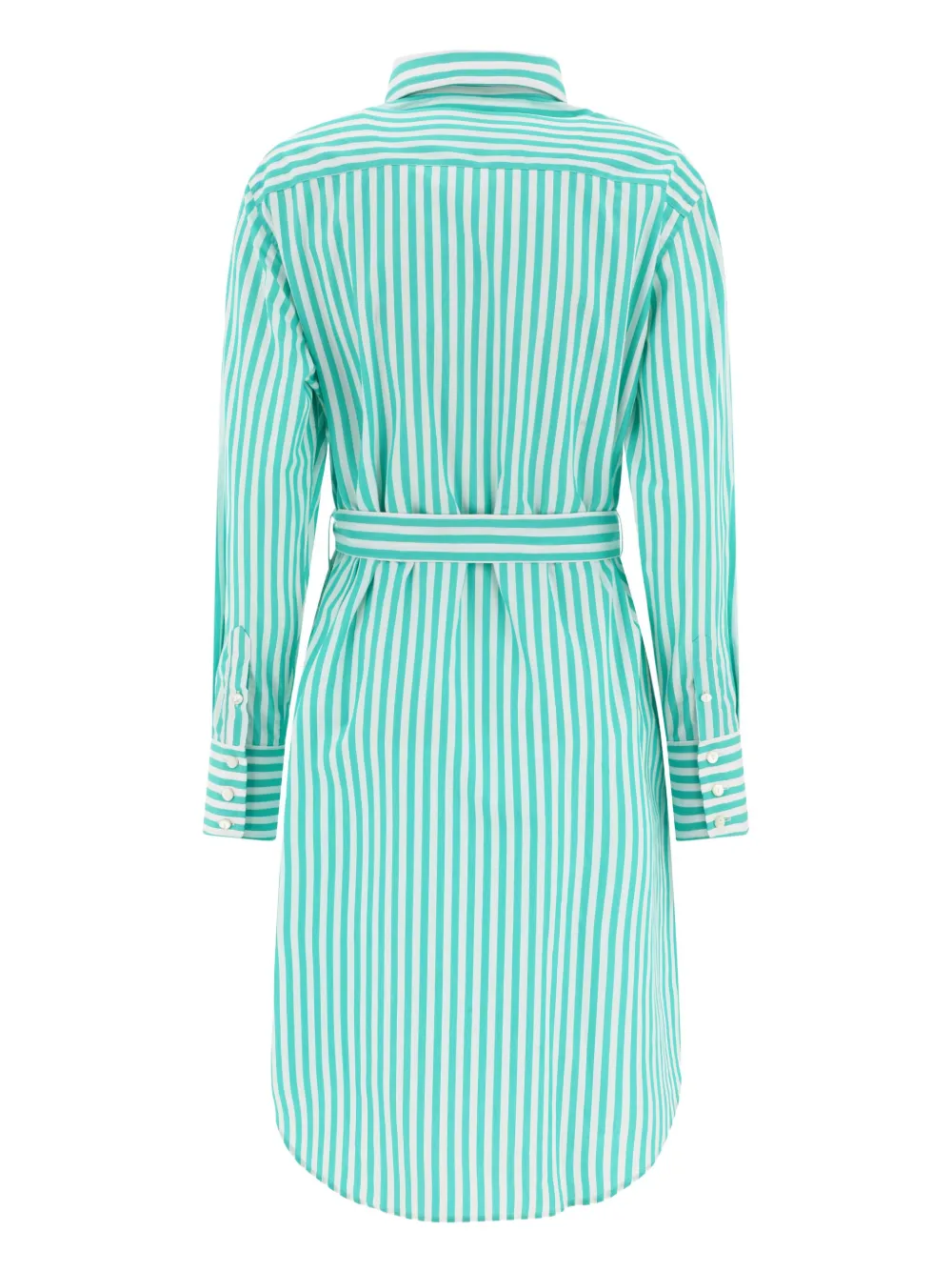 Ines De La Fressange Striped-pattern Belted Midi Shirt Dress In Blue