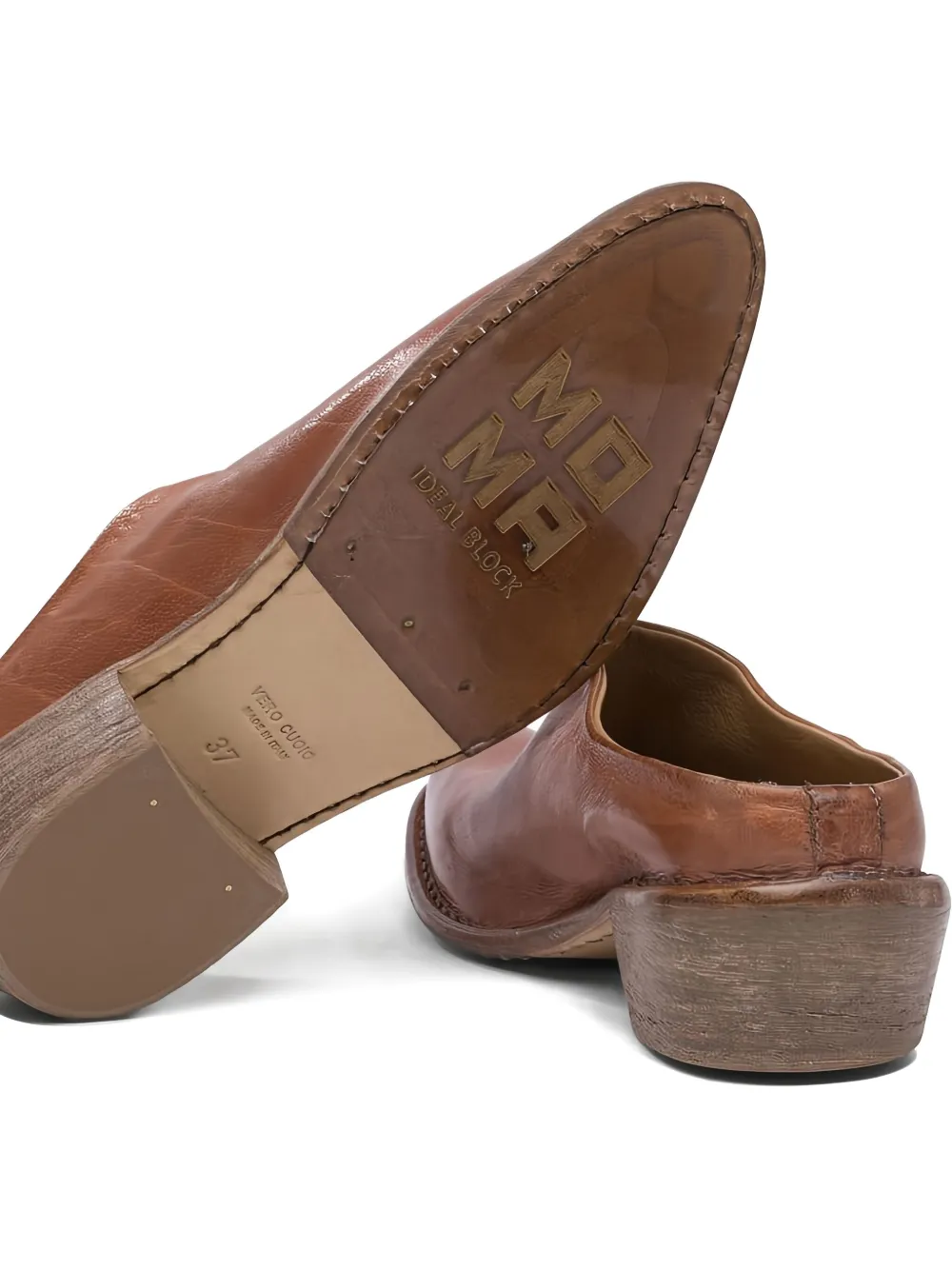 Moma leather low-heel mules Brown