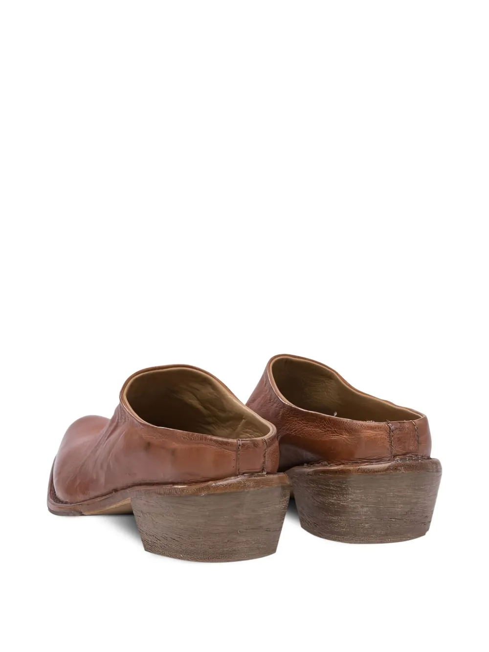 Moma leather low-heel mules Brown