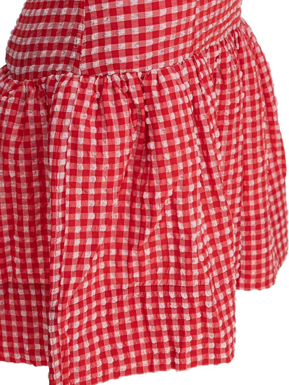 Ganni Ruffle-trimmed Gingham Mini Dress In Red