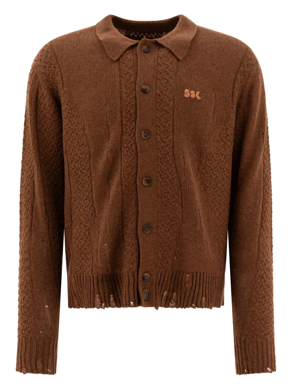 Stockholm Surfboard Club distressed cardigan | Brown | Image 1