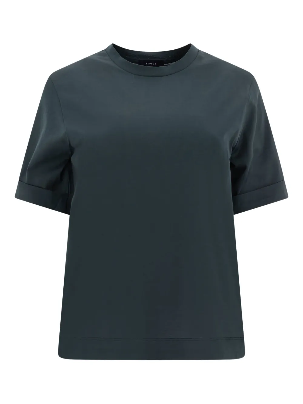 Soeur Crew Neck Plain Design Short Sleeves In Green