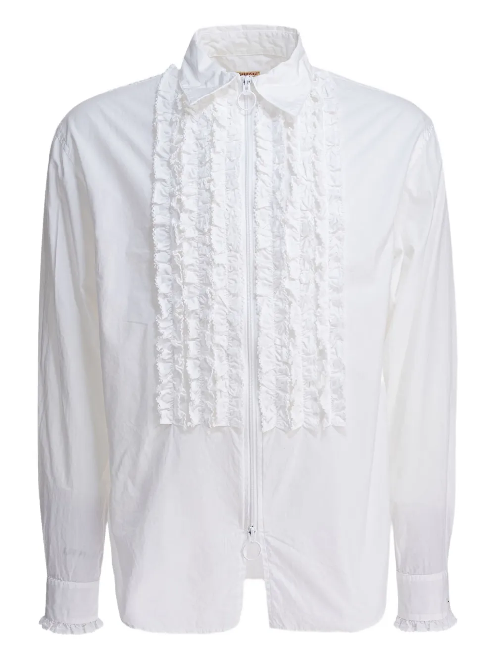 ruffled zip-front shirt