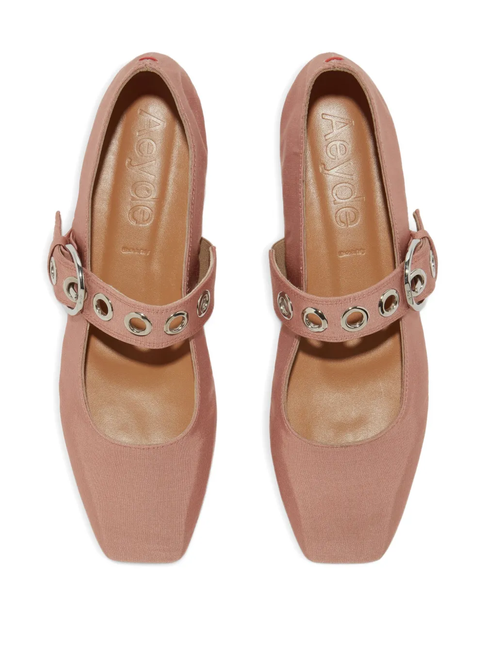 Aeyde Uma eyelet-buckle ballet flats Roze