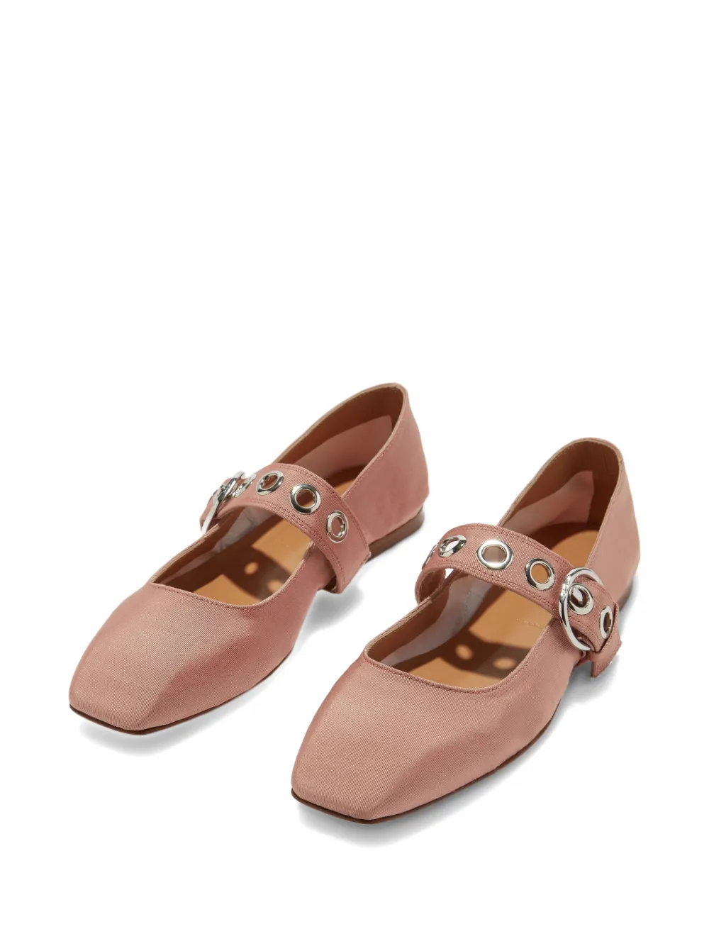 Aeyde Uma eyelet-buckle ballet flats Roze