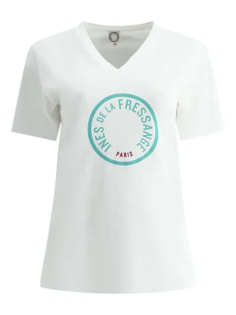 Ines De La Fressange Paris Pia logo-print V-neck T-shirt