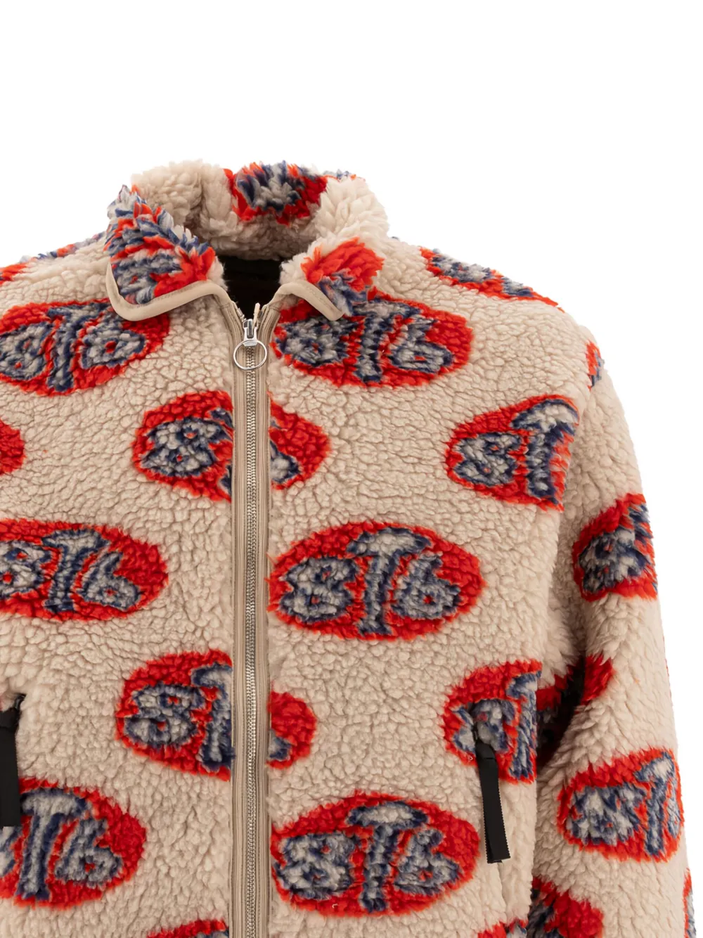 KAPITAL Fleece jack met logopatroon Beige