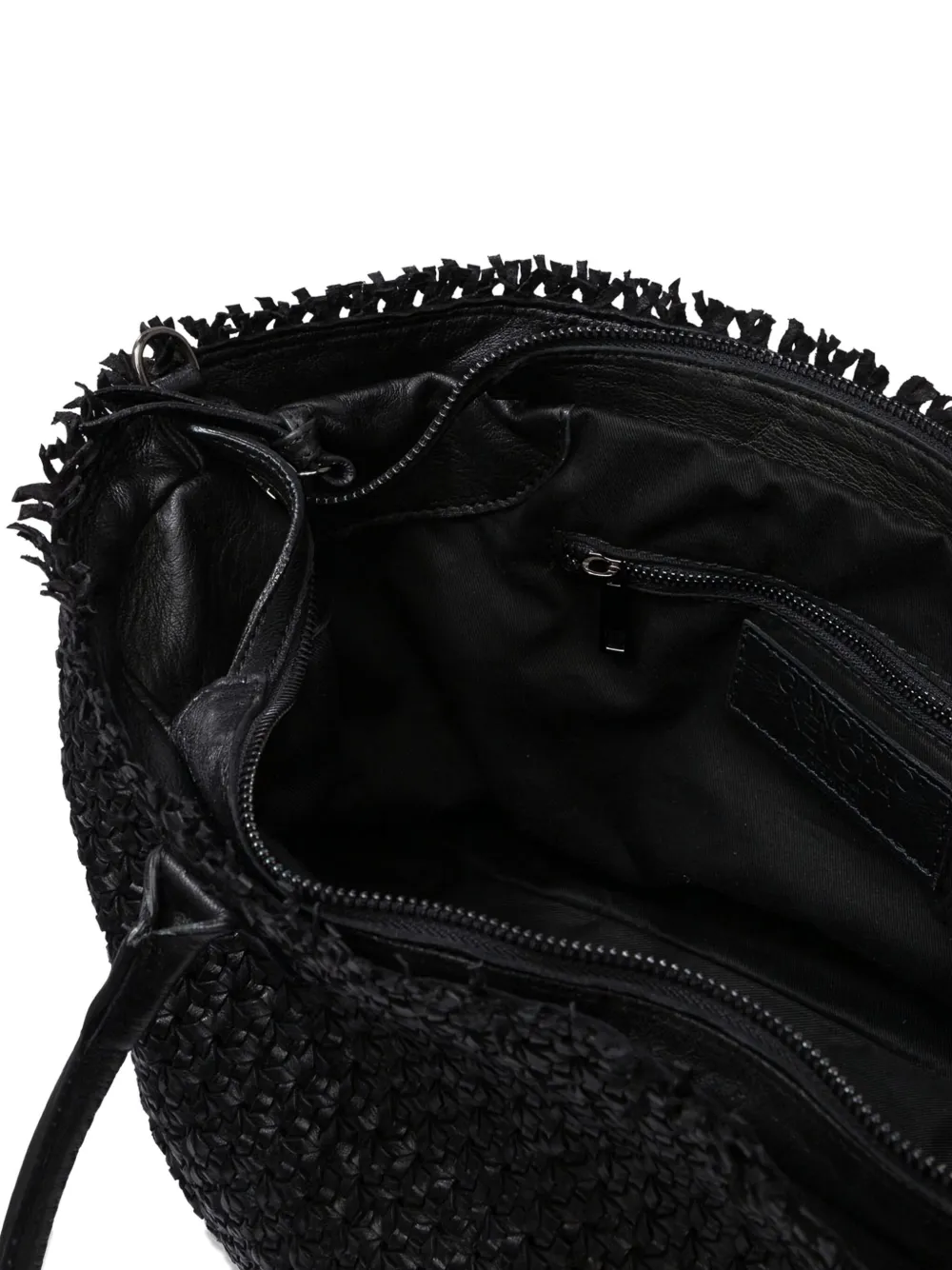 Reptile's House Medium Woven-texture Shoulder Bag In Black