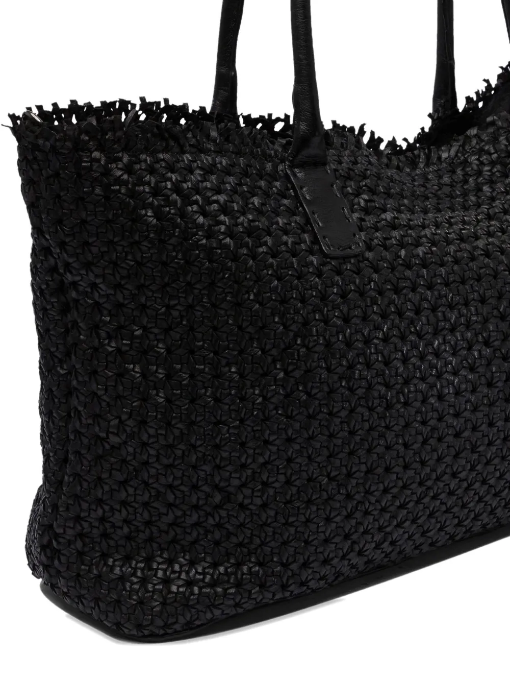 Reptile's House Medium Woven-texture Shoulder Bag In Black