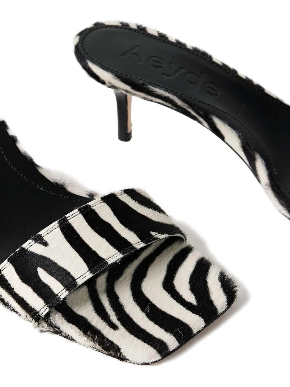 Aeyde zebra-pattern heeled sandals Black