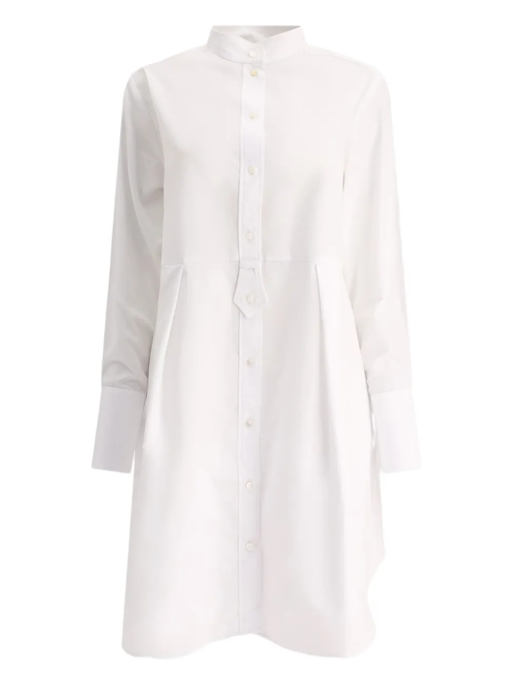 pleated button-front shirt mini dress