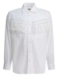 KAPITAL fringed-detail cotton shirt - White