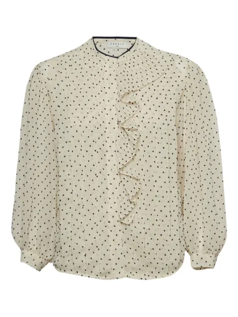 SANDRO pleated dot shirt