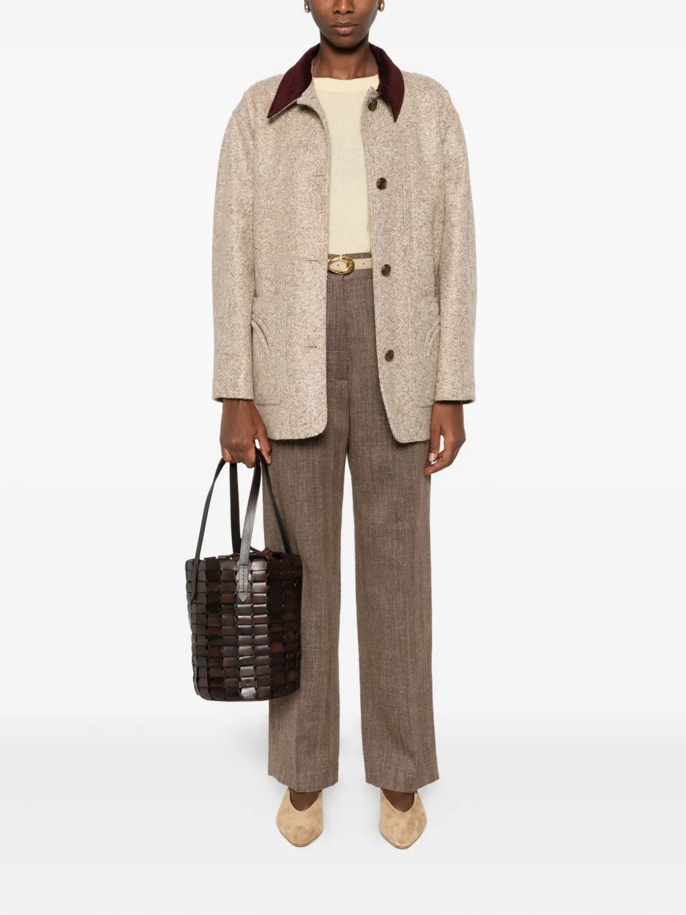 Blazé Milano herringbone pleated trousers - Bruin