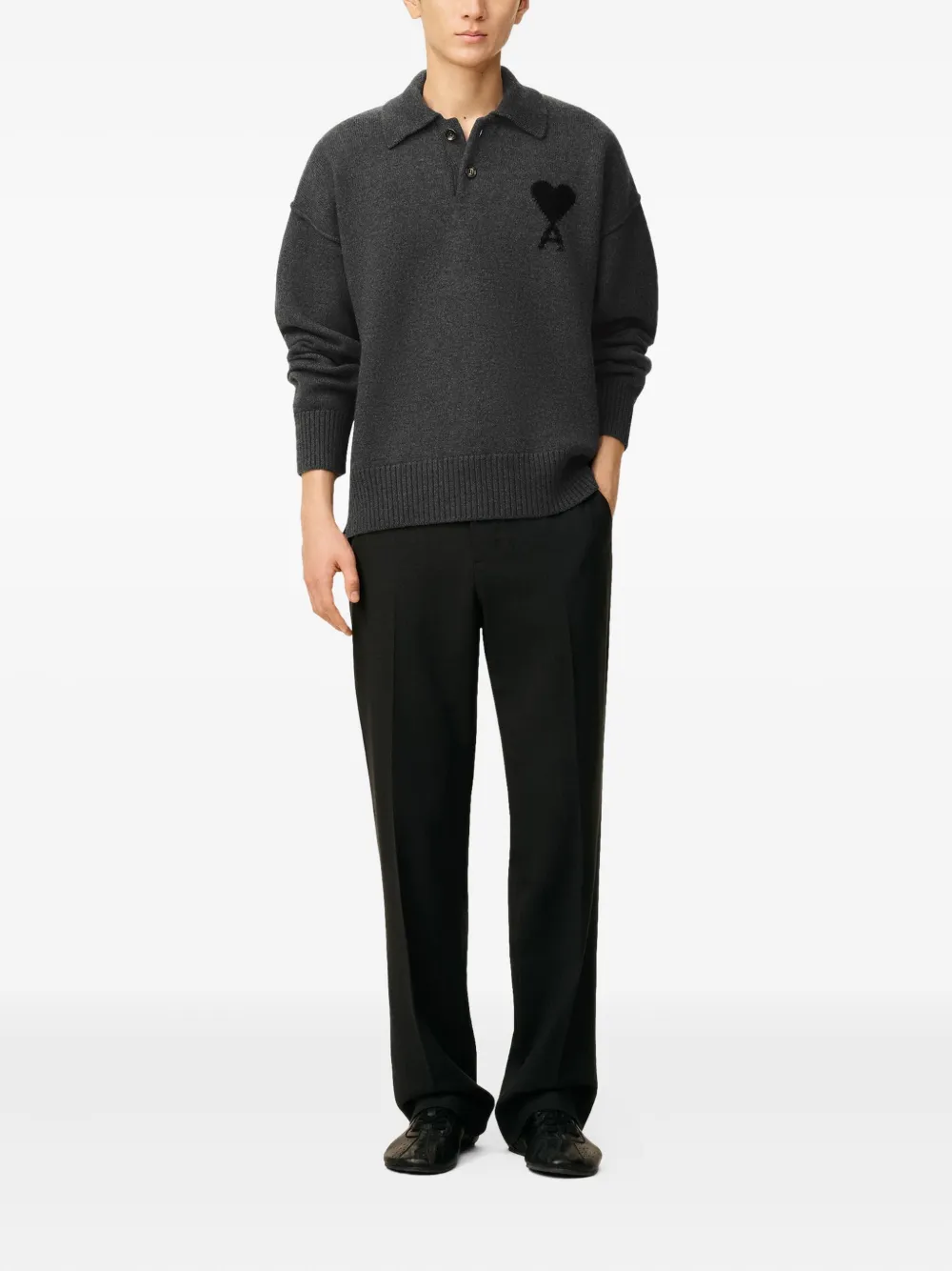 AMI Paris Ami De Coeur wool polo shirt | Knitted Sweaters | Image 2