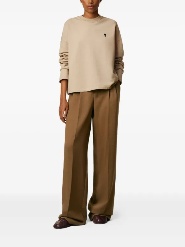 AMI Paris Moletom Com Bordado De Coração | Neutro | FARFETCH BR