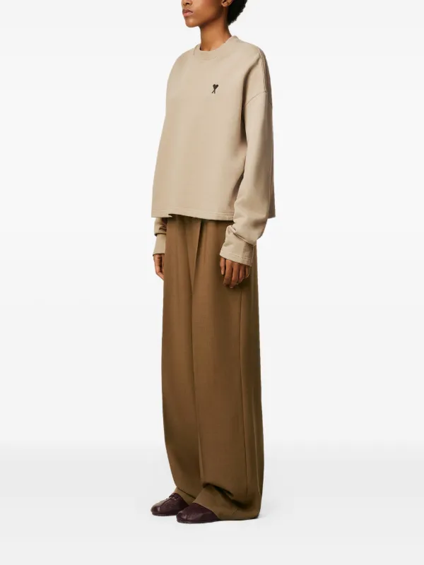 AMI Paris Moletom Com Bordado De Coração | Neutro | FARFETCH BR