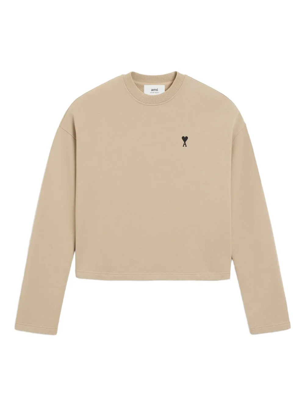 AMI Paris heart-embroidered cotton sweatshirt Beige