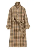 AMI Paris checked belted wool trench coat - Brown
