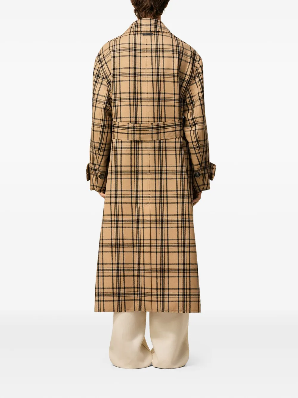 Ami Alexandre Mattiussi Belted Checked Coat In Brown