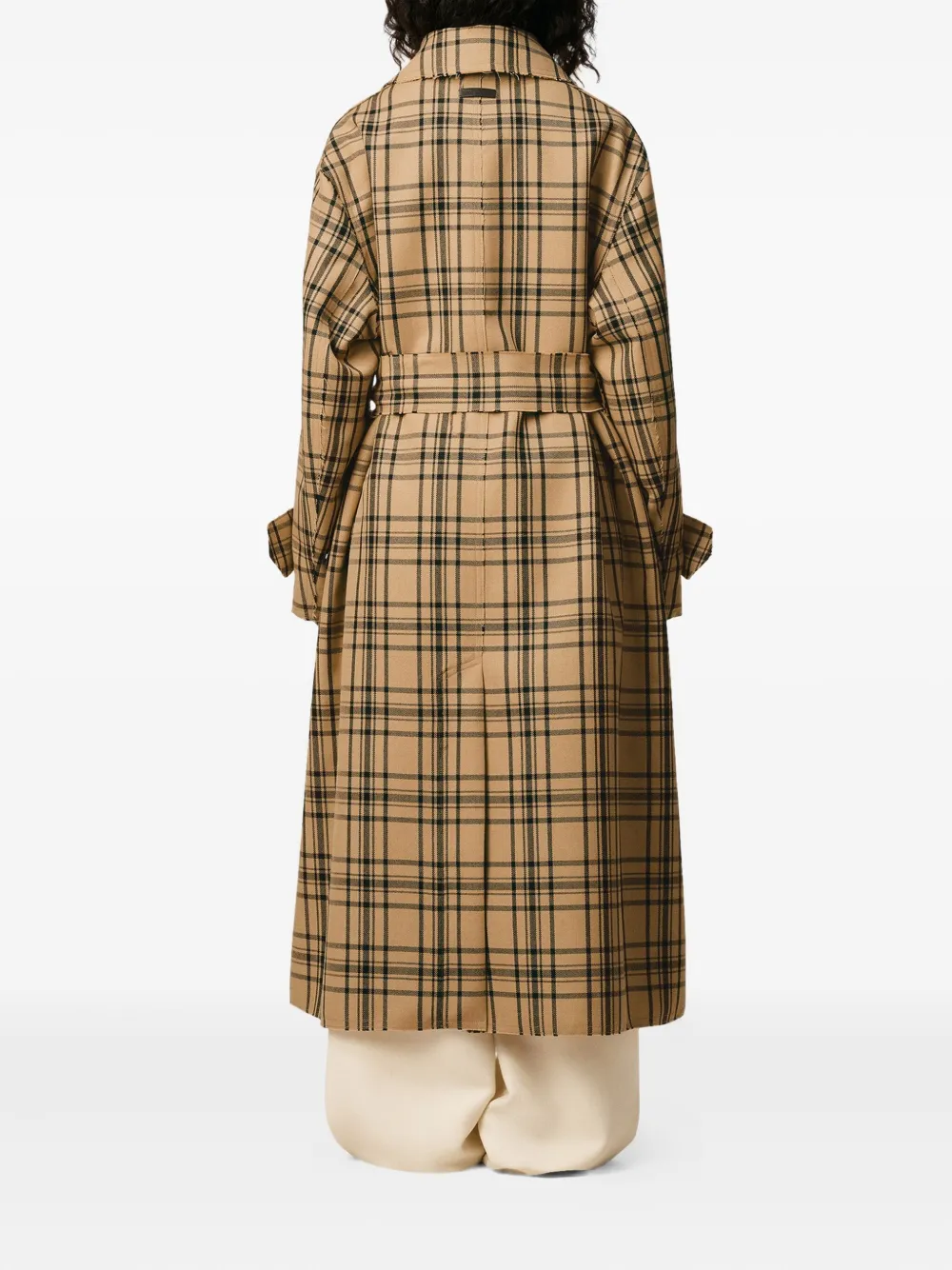 Ami Alexandre Mattiussi Belted Checked Coat In Brown