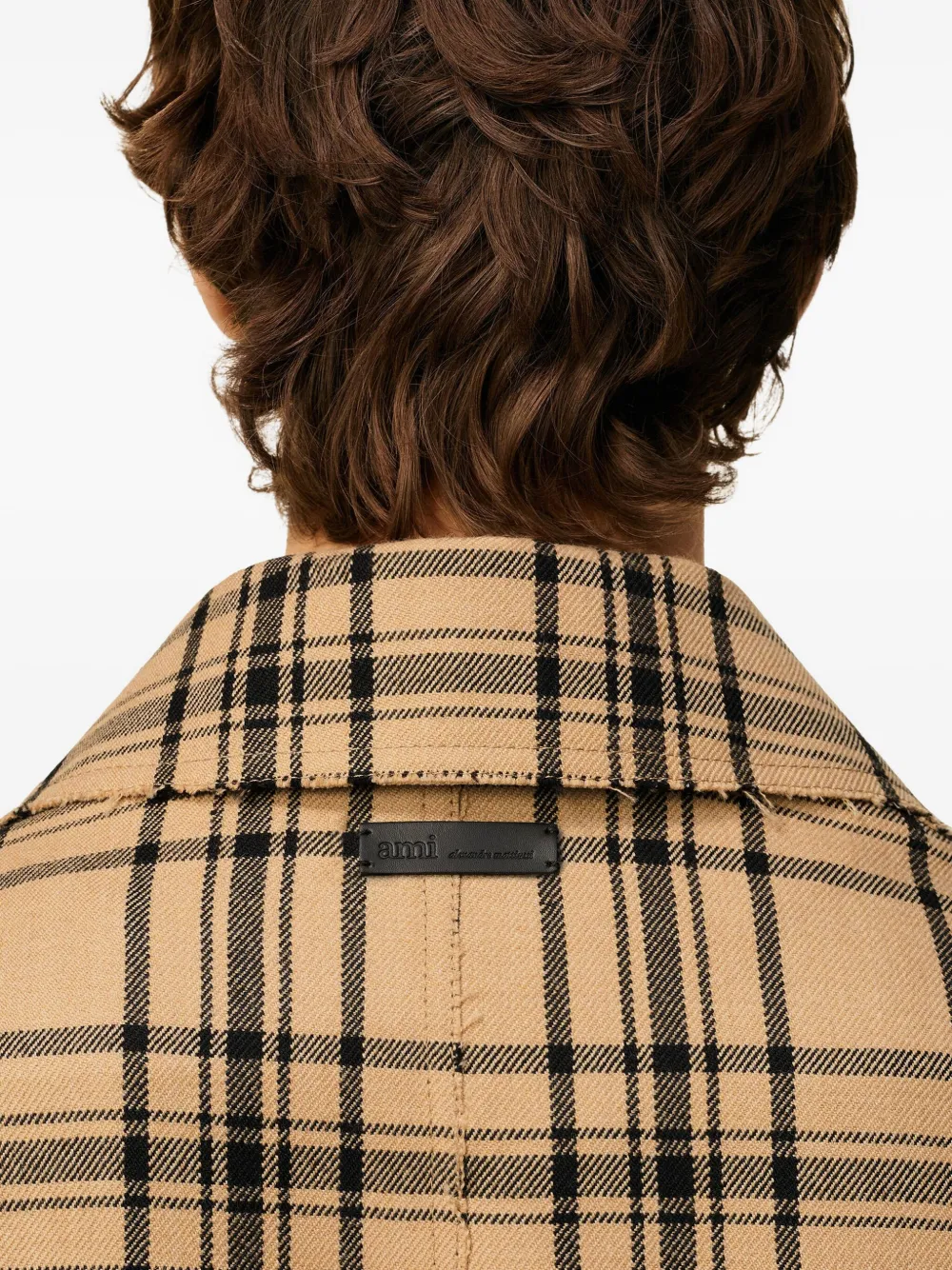 Ami Alexandre Mattiussi Belted Checked Coat In Brown
