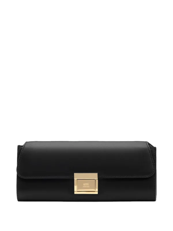 AMI Paris Mimi Leather Messenger Bag | Black | FARFETCH MY