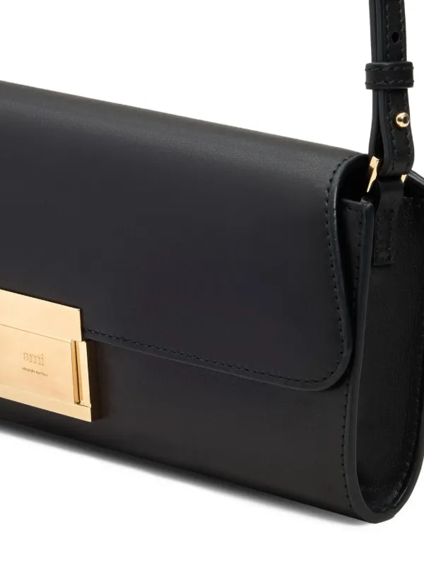 AMI Paris Mimi Leather Messenger Bag | Black | FARFETCH MY