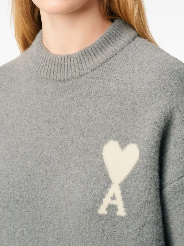 AMI Paris Ami De Coeur Sweater | Grey | FARFETCH