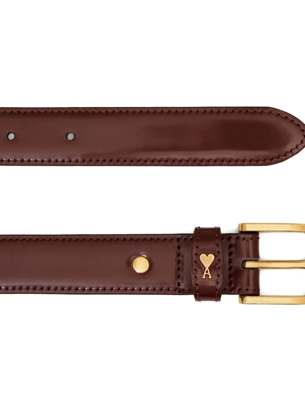Ami Alexandre Mattiussi Leather Buckle Belt In Brown