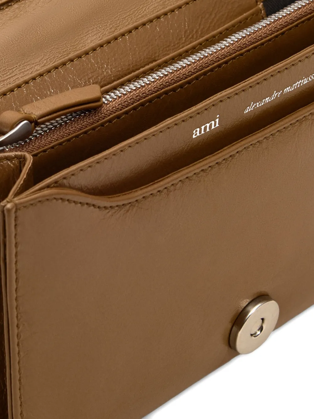 AMI Paris Voulez Vous leren portemonnee Bruin