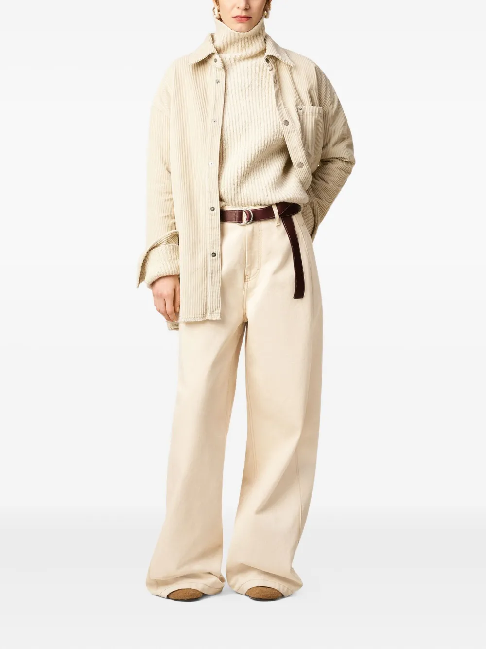 AMI Paris Jeans met wijde pijpen Beige