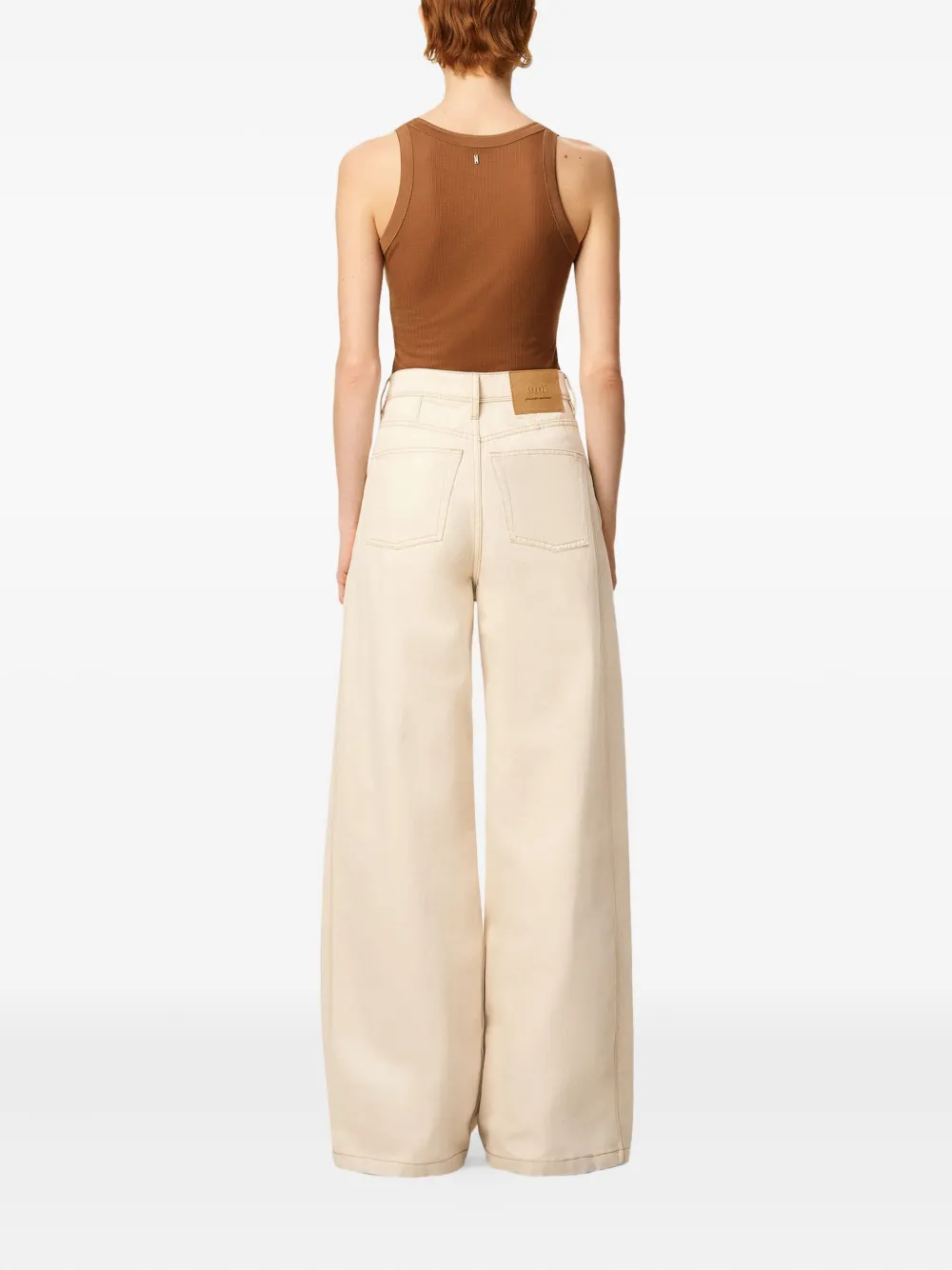 AMI Paris Jeans met wijde pijpen Beige