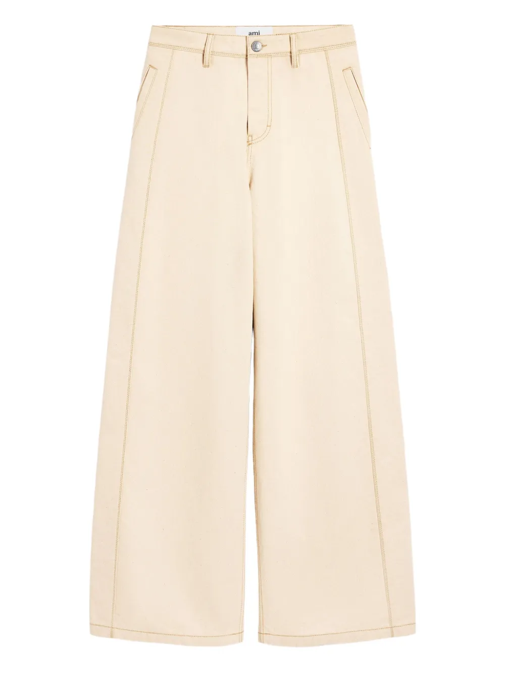 AMI Paris Jeans met wijde pijpen Beige