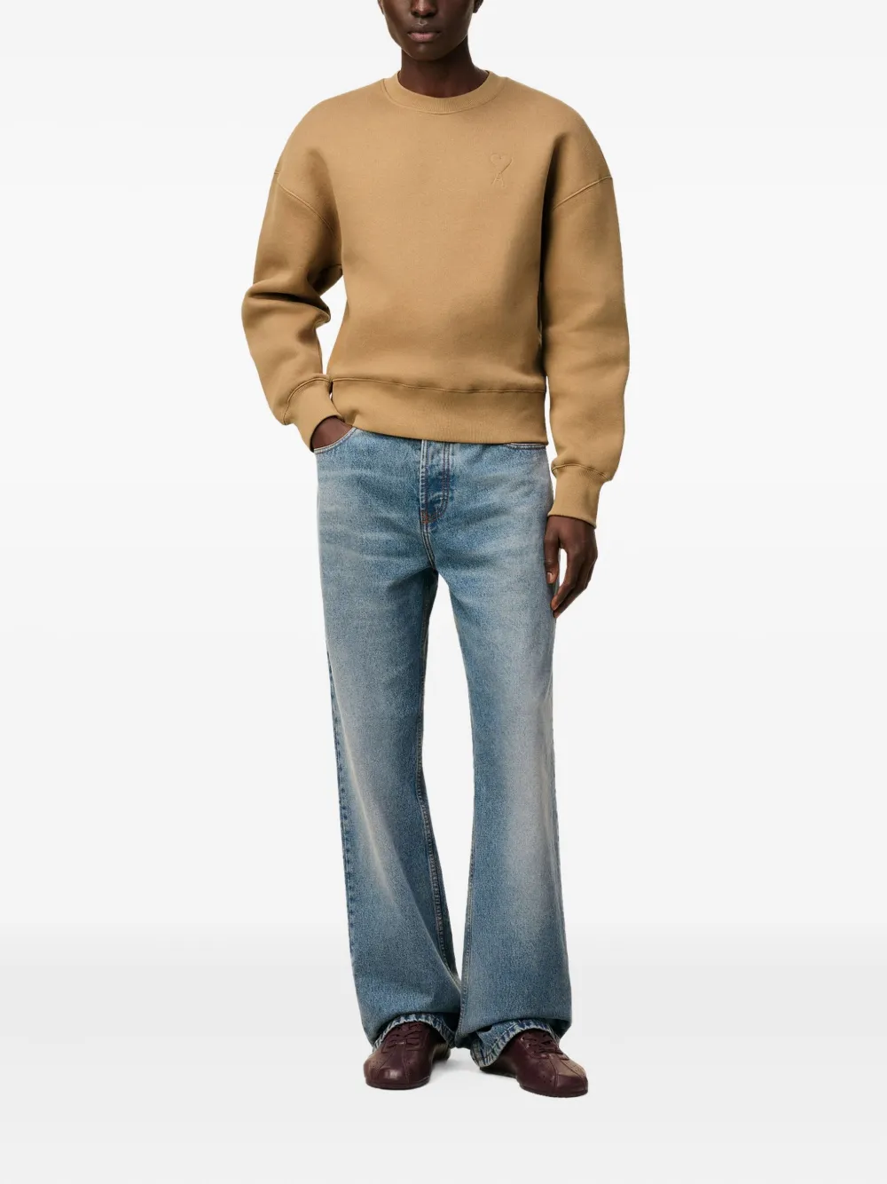 AMI Paris Sweater met logo 280 CAMEL