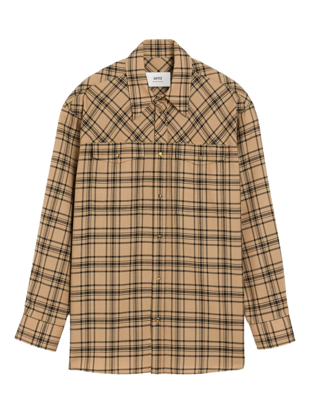 Ami Alexandre Mattiussi Plaid-pattern Shirt In Brown