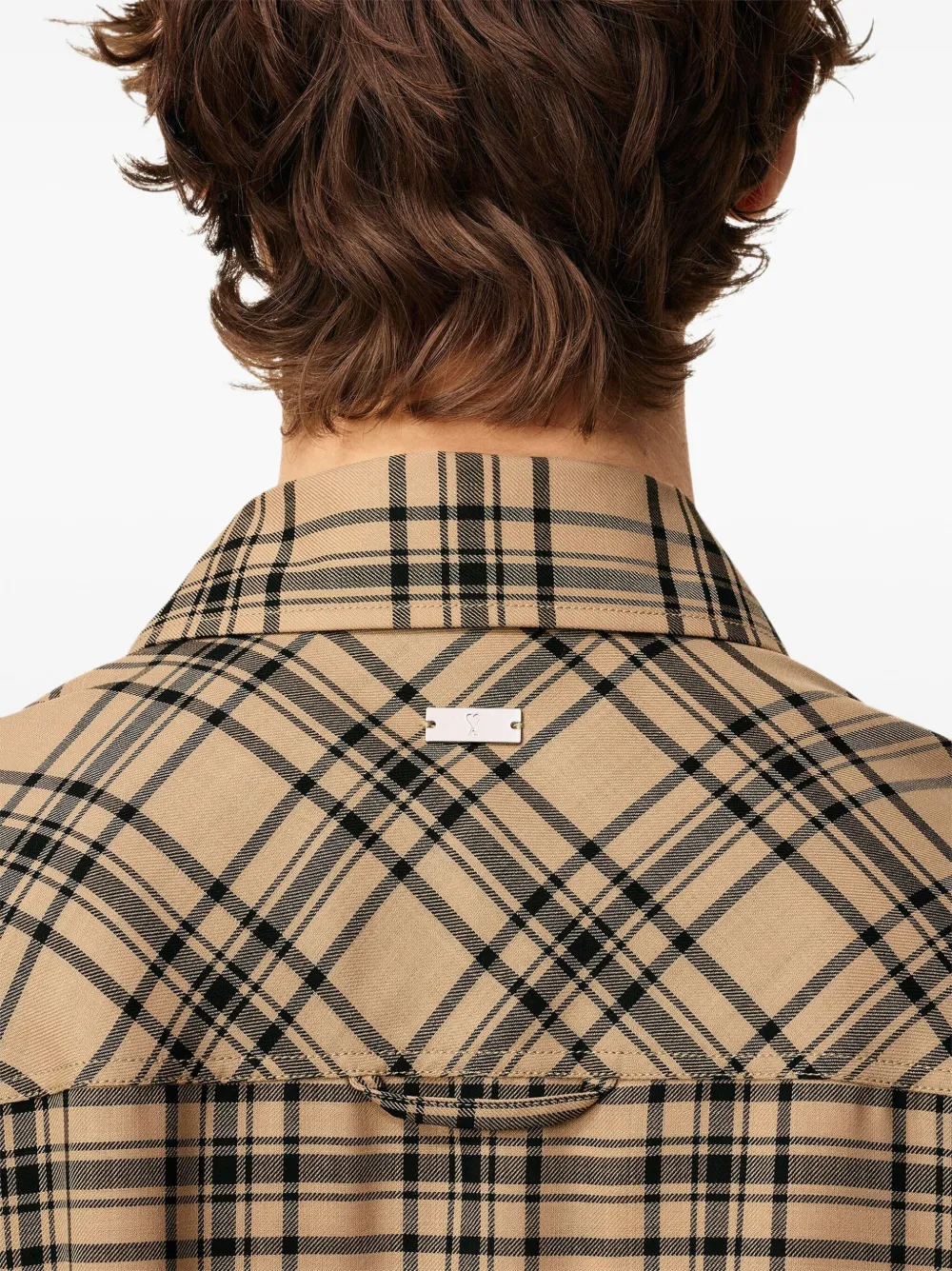 AMI Paris Geruit shirt Bruin