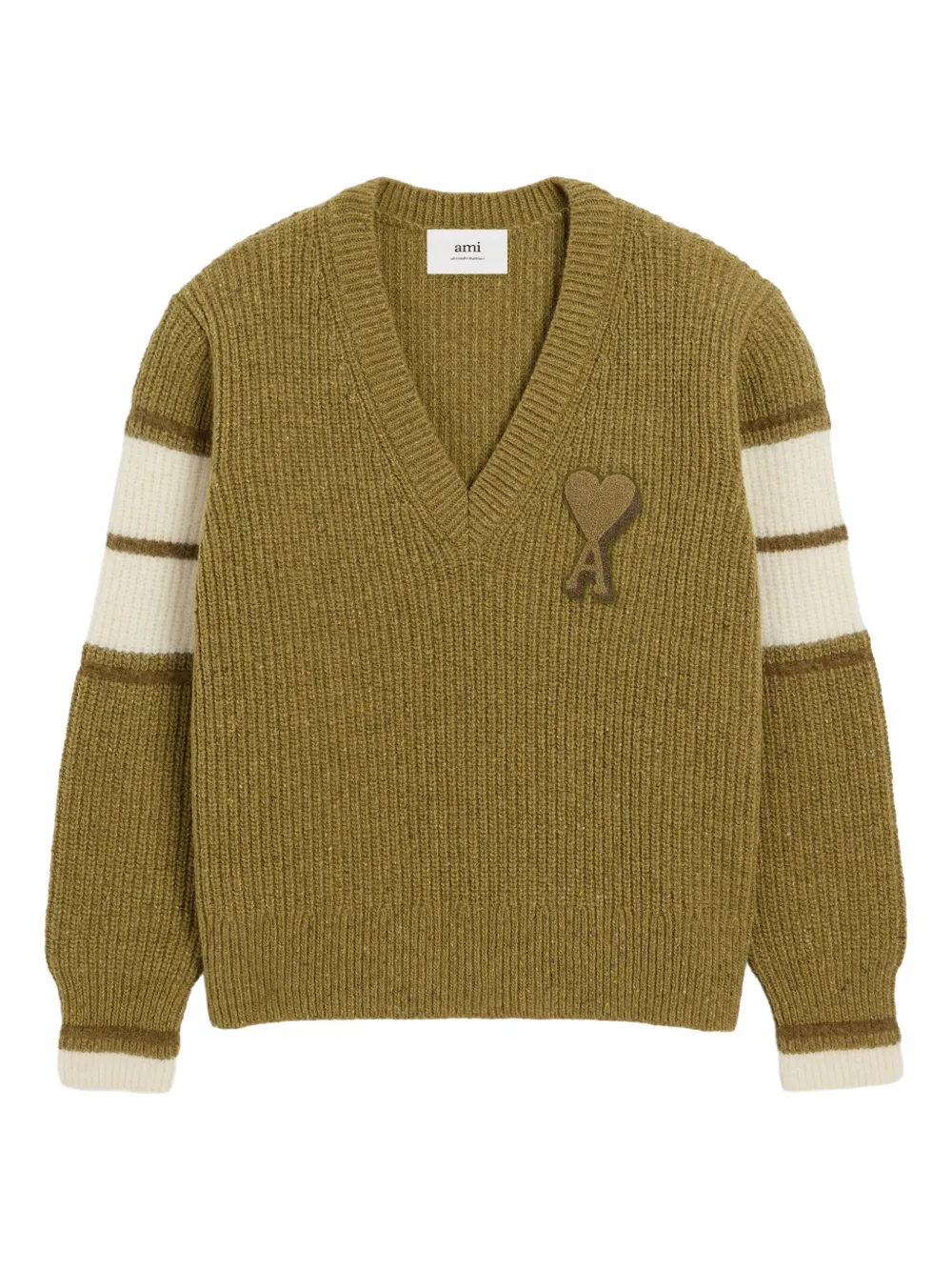 AMI Paris Ami de Coeur trui met V-hals 374 LICHEN